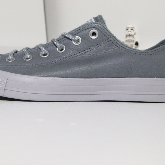 Gray Leather Converse All Star Low Top - Picture 2 of 7